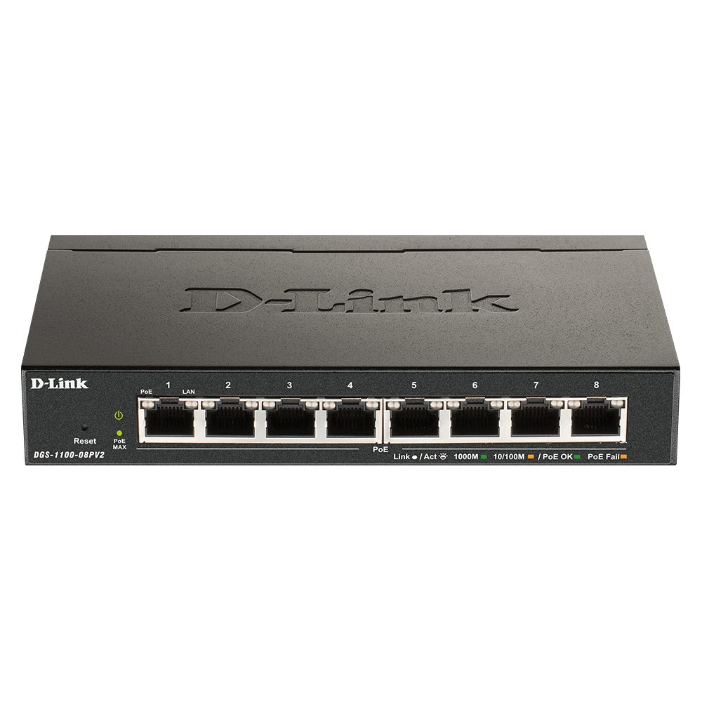 D-Link DGS-1100-08PV2 Gestionado L2L3 Gigabit Ethernet (101001000) Energía sobre Ethernet (PoE) Negro