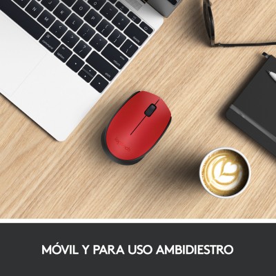 Logitech M171 Red-K ratón Ambidextro RF inalámbrico Óptico 1000 DPI