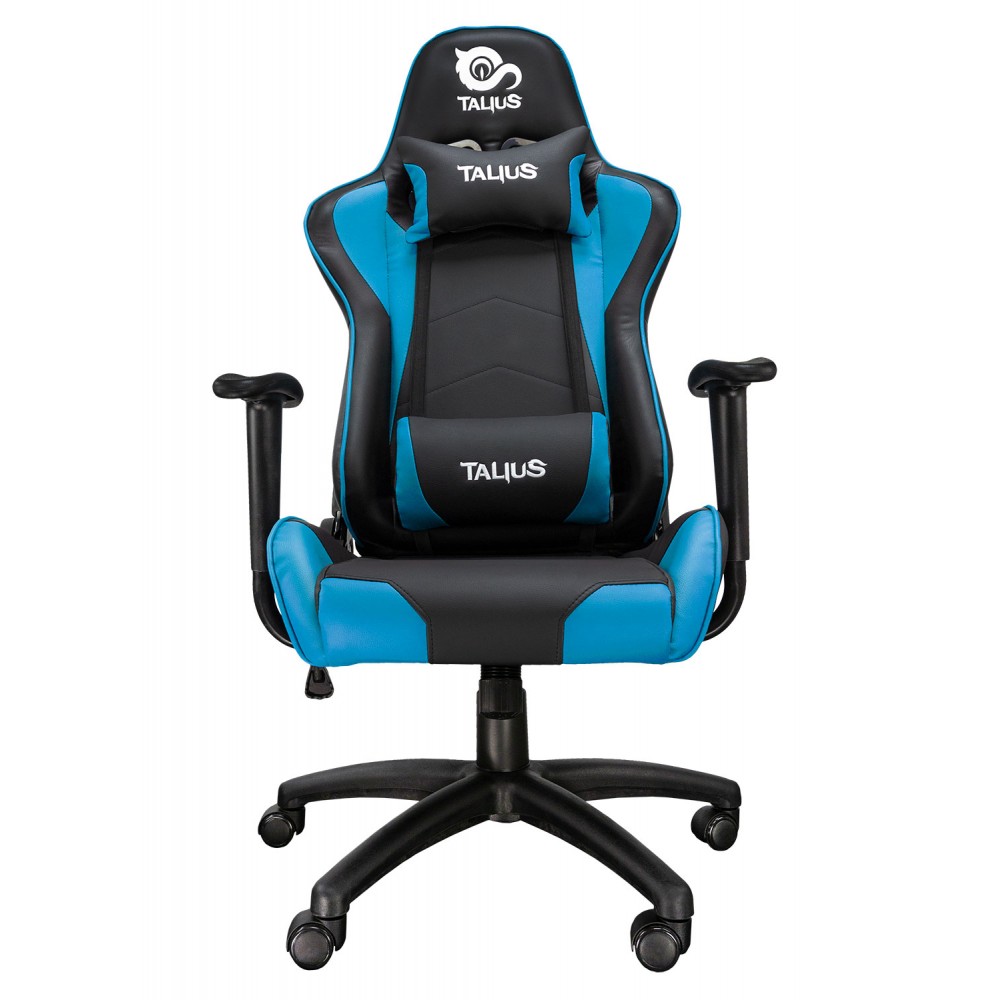 TALIUS Silla Gecko gaming negraazul, brazos fijos, butterfly, base nylon, ruedas nylon, gas clase 4