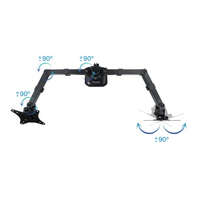 TooQ Soporte de Mesa para 2 Pantallas 17"-27", Negro