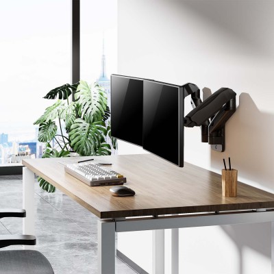 AISENS Soporte De Pared Pro Contrapeso Giratorio E Inclinable Para Monitortv 9kg (3 Pivotes, 2 Brazos) De 17-32, Negro