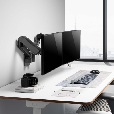 AISENS Soporte De Pared Pro Contrapeso Giratorio E Inclinable Para Monitortv 9kg (3 Pivotes, 2 Brazos) De 17-32, Negro