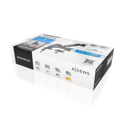 AISENS Soporte De Mesa Pro Contrapeso Giratorio E Inclinable Para MonitorTV 9kg (3 Pivotes, 2 Brazos) De 17-32, Negro