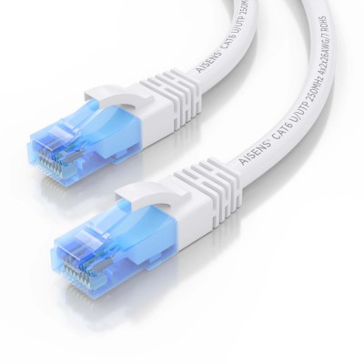 AISENS Cable De Red Latiguillo RJ45 Cat.6 UTP AWG26 CCA, Blanco, 0.5 m