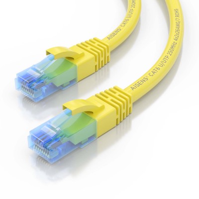 AISENS Cable De Red Latiguillo RJ45 Cat.6 UTP AWG26 CCA, Amarillo, 0.5 m