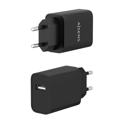 AISENS Cargador USB 10W alta eficiencia, 5V2A, Negro
