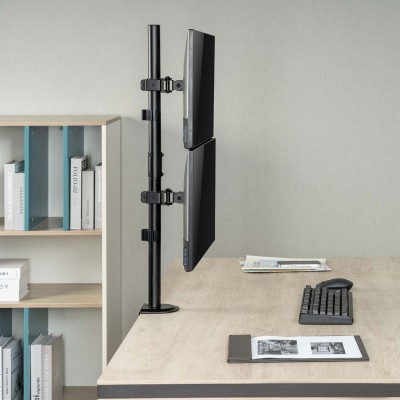 AISENS Soporte de mesa eco giratorio e inclinable para 2 MonitorTV 9kg de 17-32, Negro