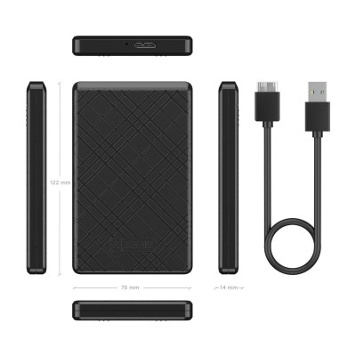 AISENS Caja Externa 2,5" ASE-2522B 9.5mm SATA a USB 3.0USB3.1 Gen1, Negra