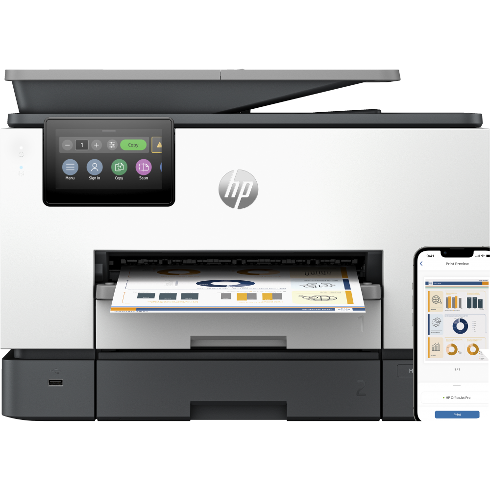 HP OfficeJet Pro Impresora multifunción 9130b, Color, Impresora para Pequeñas y medianas empresas, Imprima, copie, escanee y en