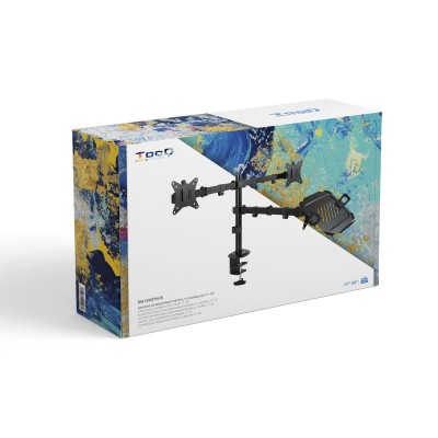 TooQ Soporte de Mesa para 2 Pantallas 17"-32" y Portátil, Negro