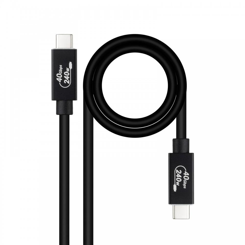 Nanocable Cable USB 4 Gen 3x2 40Gbps 5A240W, USB-CM-USB-CM, Negro, 1 m