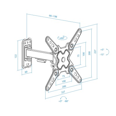 TooQ Soporte de Pared para Pantallas 13"-43", Negro