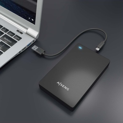 AISENS Caja Externa 2.5″ 9.5mm SATA a USB-C USB3.1 Gen1, Negra