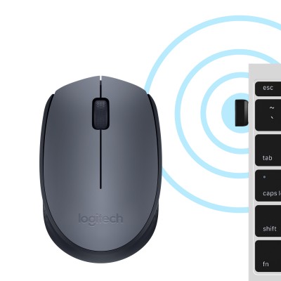 Logitech M170 Grey-K ratón Oficina Ambidextro RF inalámbrico Óptico 1000 DPI