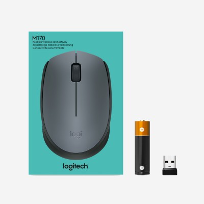 Logitech M170 Grey-K ratón Oficina Ambidextro RF inalámbrico Óptico 1000 DPI
