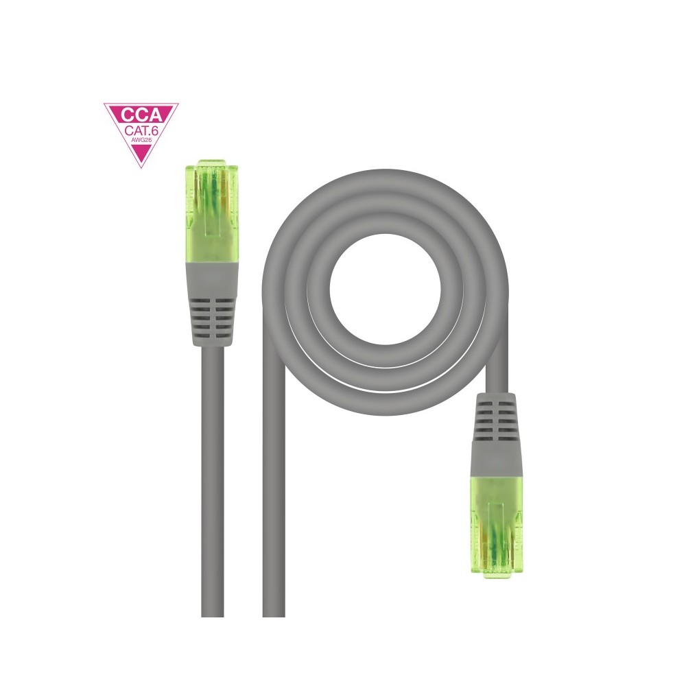 Nanocable Cable de Red Latiguillo RJ45 CAT.6 UTP AWG26 CCA, Gris, 25 m