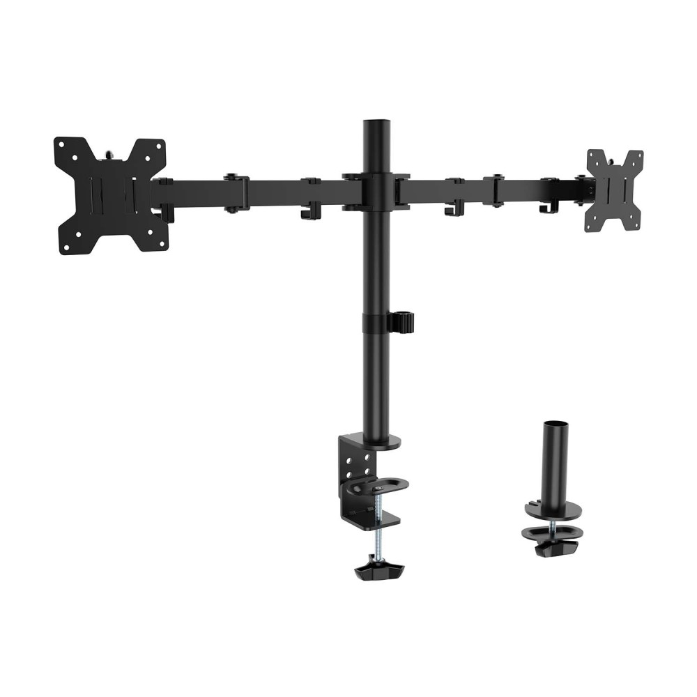 AISENS Soporte de mesa eco giratorio e inclinable para monitorTV 10kg (3 Pivotes, 2 Brazos) de 17-32, Negro