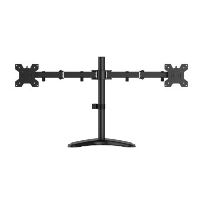 AISENS Soporte de mesa con peana eco giratorio e inclinable para monitorTV 10kg (3 Pivotes, 2 Brazos) de 17-32, Negro