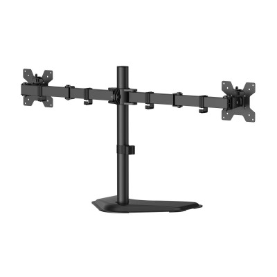 AISENS Soporte de mesa con peana eco giratorio e inclinable para monitorTV 10kg (3 Pivotes, 2 Brazos) de 17-32, Negro