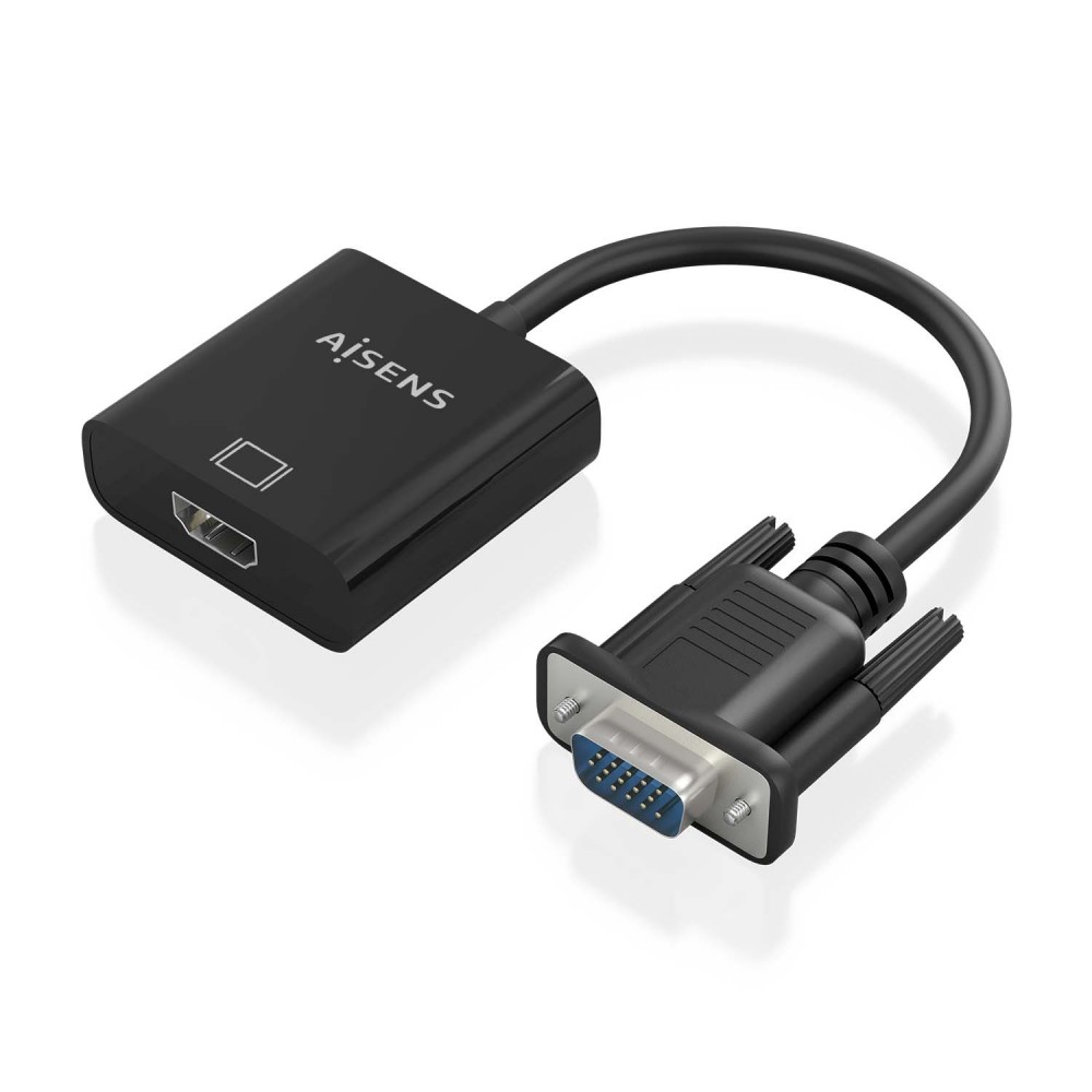 AISENS Cable conversor SVGA+Audio a HDMI, SVGAM+Jack 3.5H+USB MicroBH-HDMI AH, Negro, 20cm