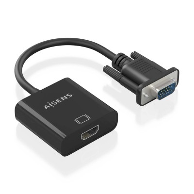 AISENS Cable conversor SVGA+Audio a HDMI, SVGAM+Jack 3.5H+USB MicroBH-HDMI AH, Negro, 20cm