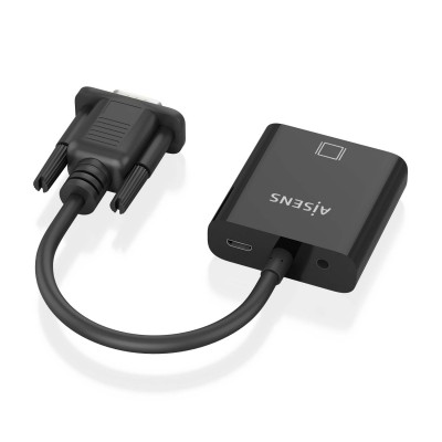 AISENS Cable conversor SVGA+Audio a HDMI, SVGAM+Jack 3.5H+USB MicroBH-HDMI AH, Negro, 20cm