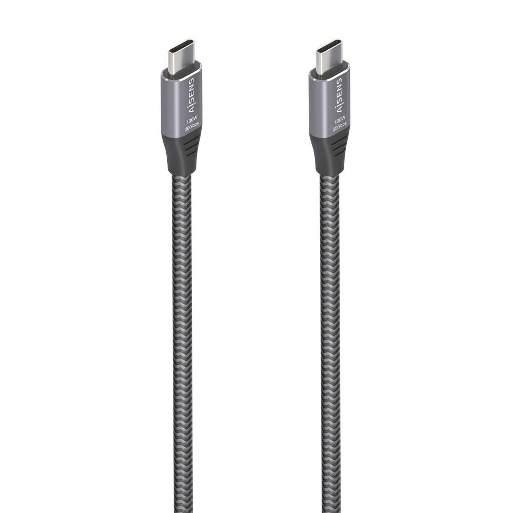 AISENS Cable USB 3.2 Gen2x2 Aluminio 20Gbps 8K@30Hz 5A 100W E-Mark, Tipo USB-CM-USB-CM, Gris, 3.0m