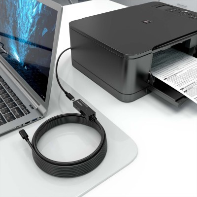 AISENS Cable USB 3.2 Gen1x1 prolongador con Amplificador, USB-CM-USB-CH, Negro, 5.0m