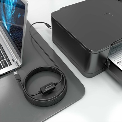 AISENS Cable USB 2.0 con Amplificador, Tipo AM-BM, Negro, 10m