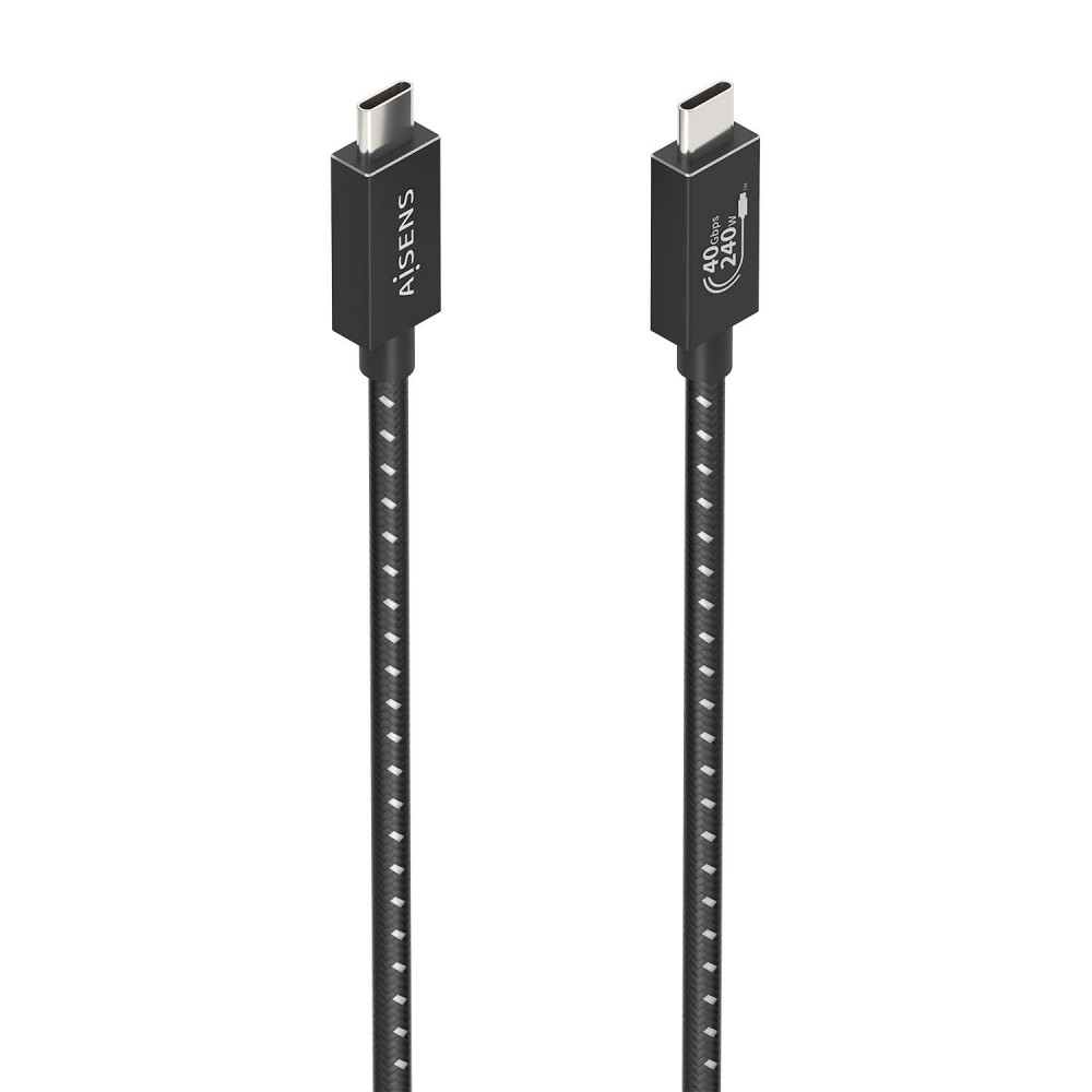 AISENS Cable USB4 Gen3x2 Aluminio 40Gbps 8K@60Hz 5A 48V 240W E-Mark, Tipo USB-CM-USB-CM, Negro, 1.5m