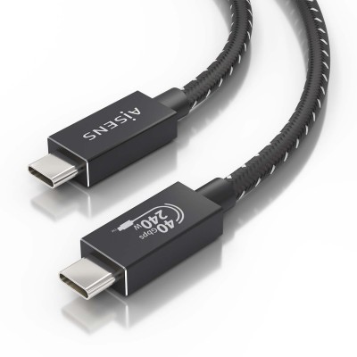 AISENS Cable USB4 Gen3x2 Aluminio 40Gbps 8K@60Hz 5A 48V 240W E-Mark, Tipo USB-CM-USB-CM, Negro, 1.0m