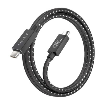 AISENS Cable USB4 Gen3x2 Aluminio 40Gbps 8K@60Hz 5A 48V 240W E-Mark, Tipo USB-CM-USB-CM, Negro, 1.5m