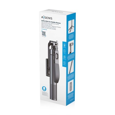 AISENS Palo Tripode Para Selfie Con Mando A Distancia Bluetooth 3 En 1, Negro