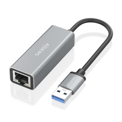 AISENS Conversor USB 3.0 a ethernet Gigabit 101001000 Mbps, Gris, 15cm