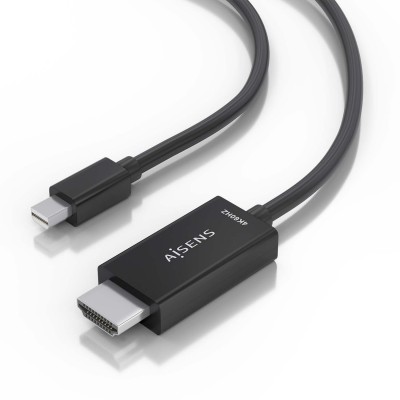AISENS Cable conversor MINI DP a HDMI 4K@60Hz, MINI DPM-HDMIM, Negro, 0.6m
