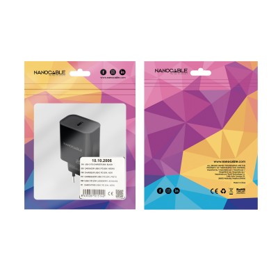 Nanocable Cargador USB-C PD 20W, Negro