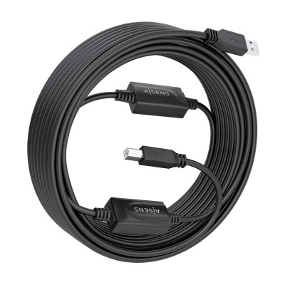 AISENS Cable USB 2.0 con Amplificador, Tipo AM-BM, Negro, 15m