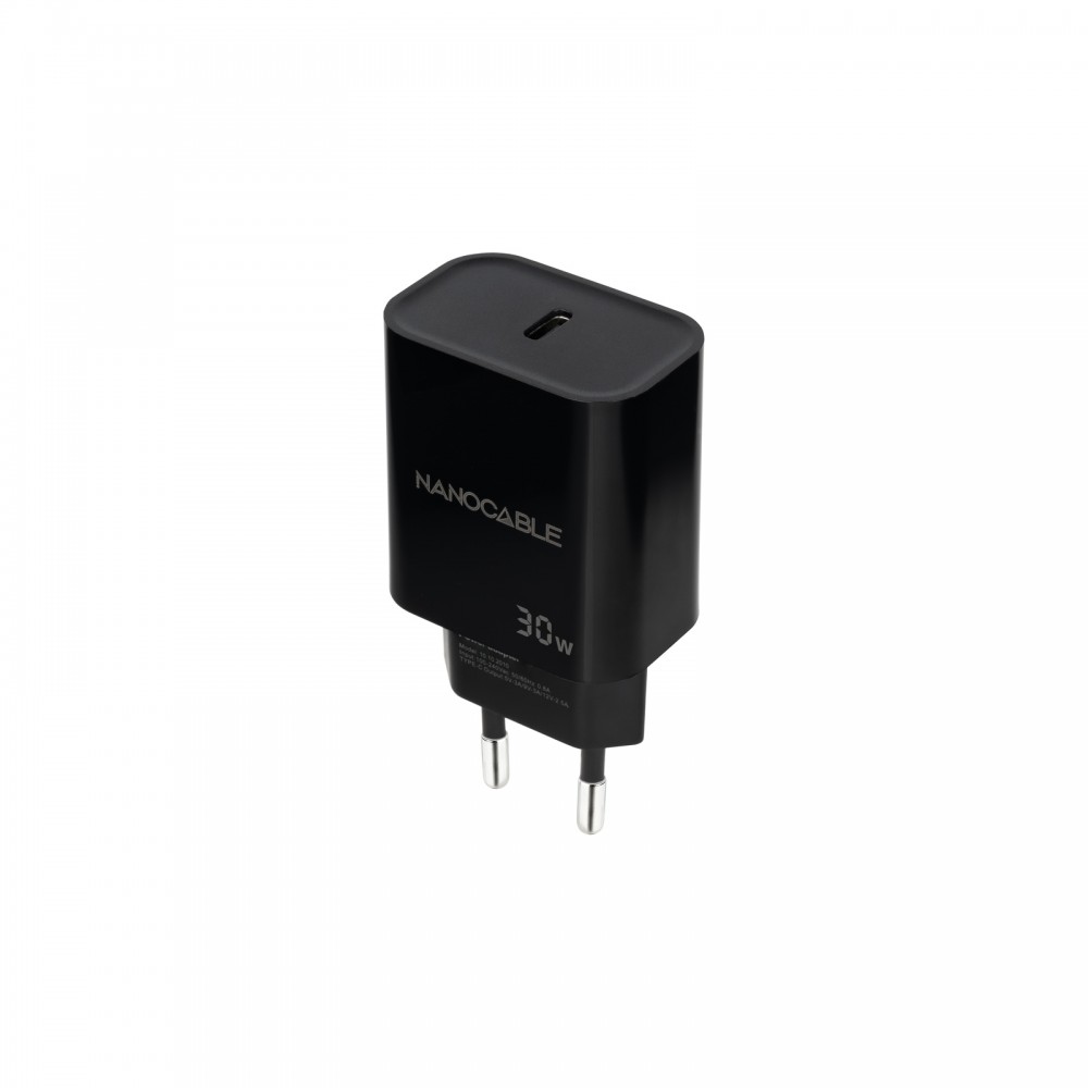 Nanocable Cargador USB-C PD 30W, Negro