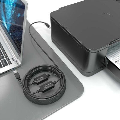 AISENS Cable USB 2.0 con Amplificador, Tipo AM-BM, Negro, 15m