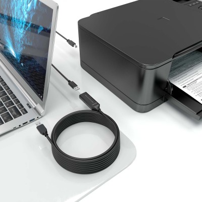 AISENS Cable USB 2.0 Prolongador con Amplificador, Tipo AM-AH, Negro, 10m