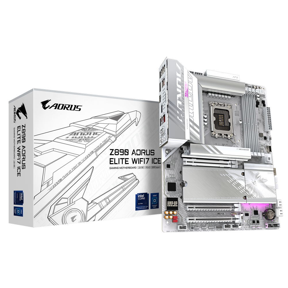 GIGABYTE Placa base Z890 AORUS ELITE WIFI7 ICE - Compatible con CPUs Intel Core Ultra (Serie 2), VRM de 16+1+2 fases, hasta 880