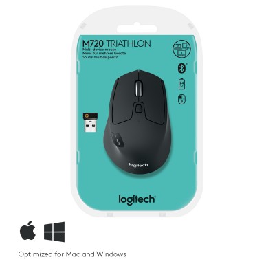 Logitech M720 ratón Oficina mano derecha RF Wireless + Bluetooth Óptico 1000 DPI