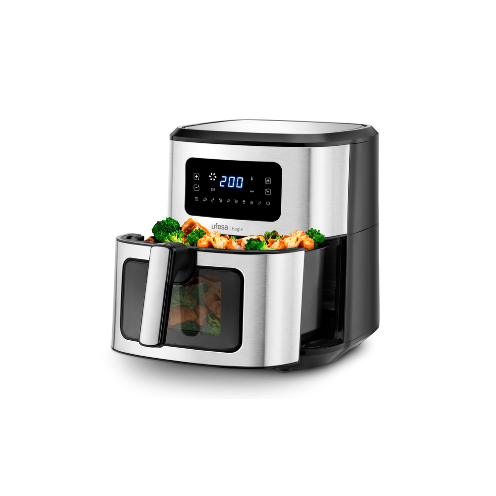 Ufesa 72805690 freidora Sencillo 6,5 L Independiente Freidora de aire caliente Negro, Acero