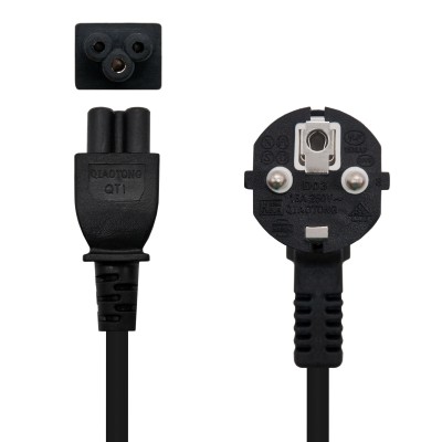 Nanocable Cable de Alimentación Trébol, CEE7 acodadoM-C5H, Negro, 3 m