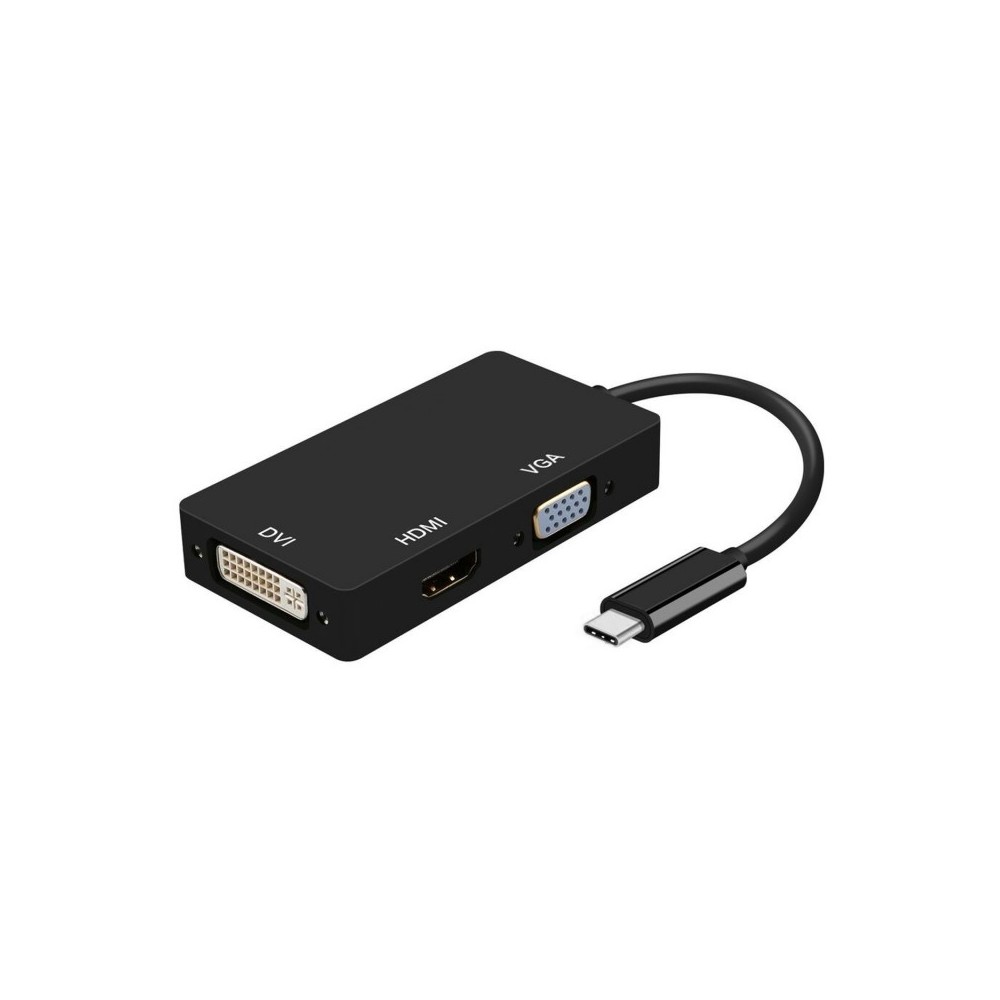 AISENS Conversor USB-C A DVIHDMIVGA, USB-CM-DVIH-HDMIH-VGAH, Negro, 15cm