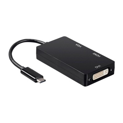 AISENS Conversor USB-C A DVIHDMIVGA, USB-CM-DVIH-HDMIH-VGAH, Negro, 15cm