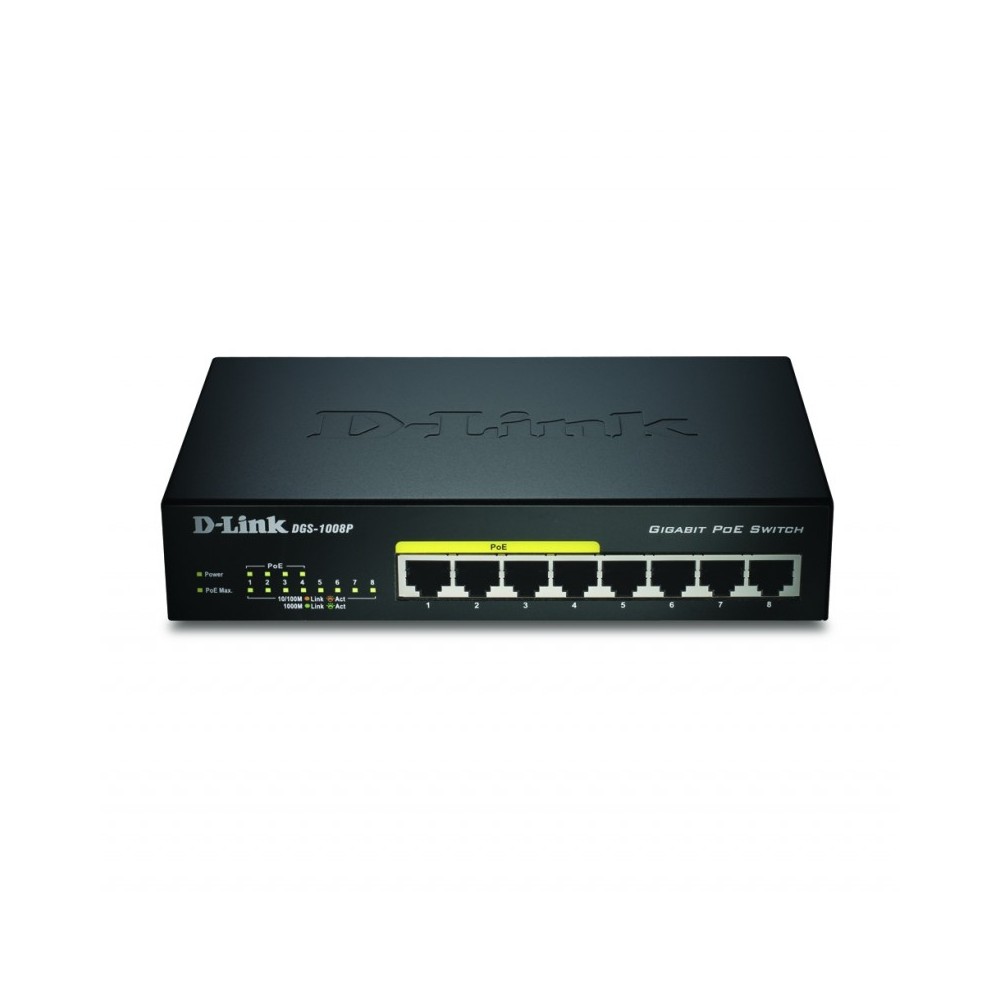 D-Link DGS-1008PE switch No administrado L2 Energía sobre Ethernet (PoE) Negro