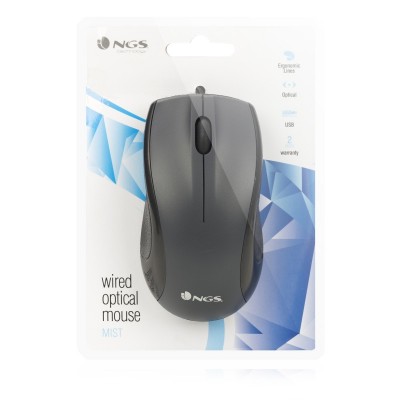 NGS Black Mist ratón mano derecha USB tipo A Óptico 800 DPI