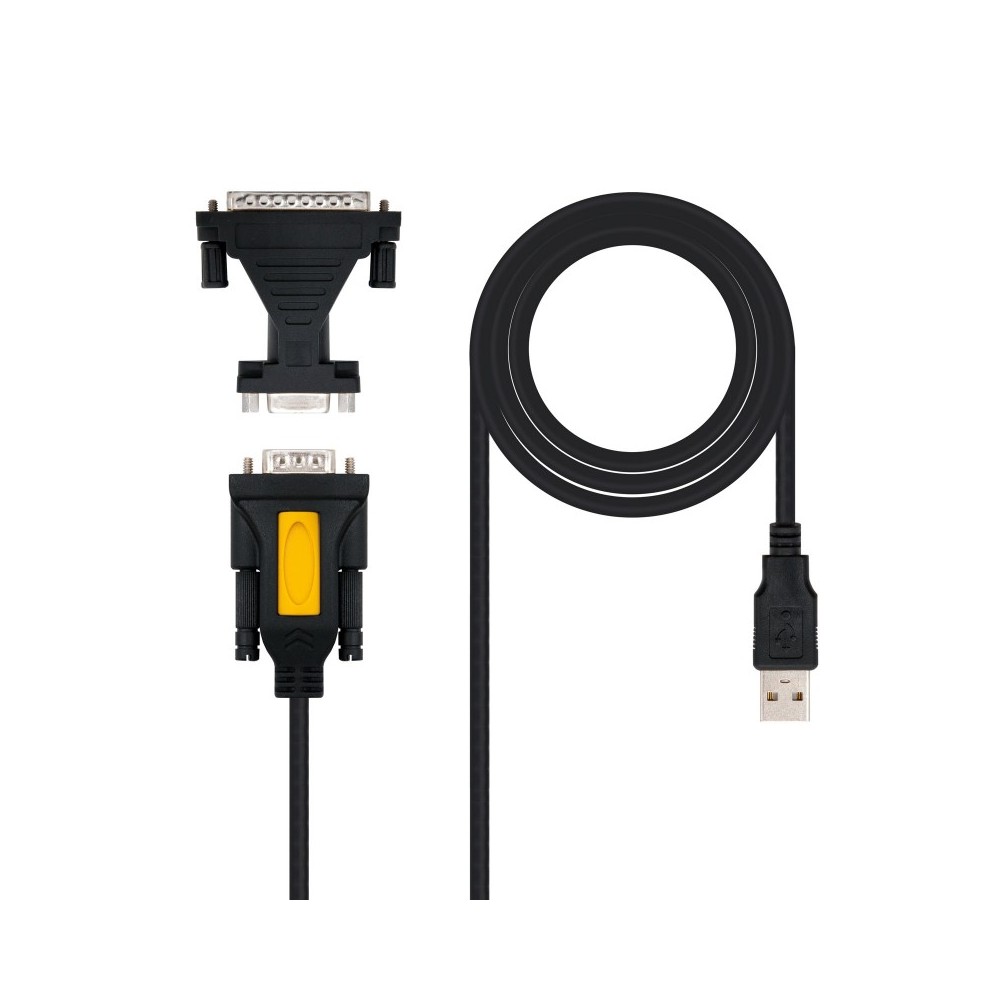 Nanocable CONVERTIDOR USB A SERIE, TIPO AM-RS232 DB9M DB25M, 1,8 M
