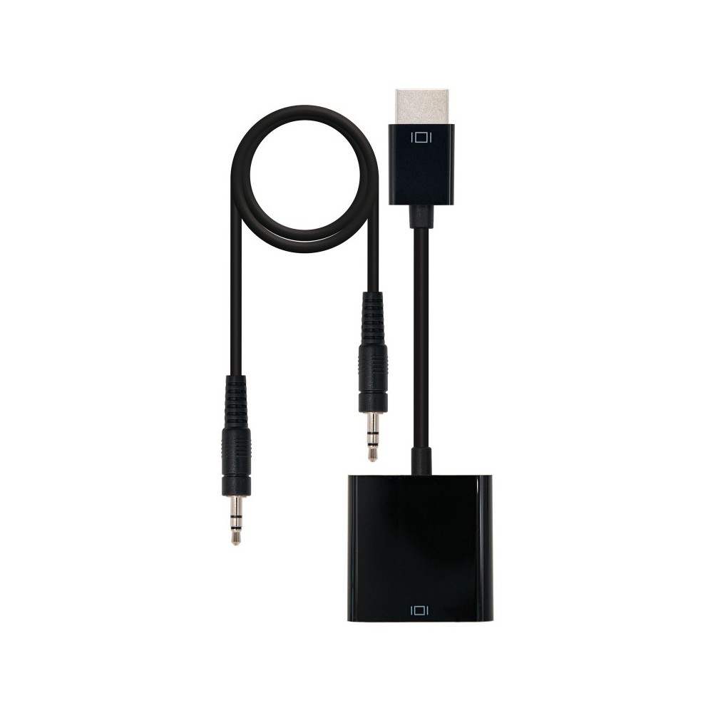 Nanocable CONVERSOR HDMI A SVGA+AUDIO, HDMIM-SVGAH+3.5H, NEGRO, 10 CM+1.0 M